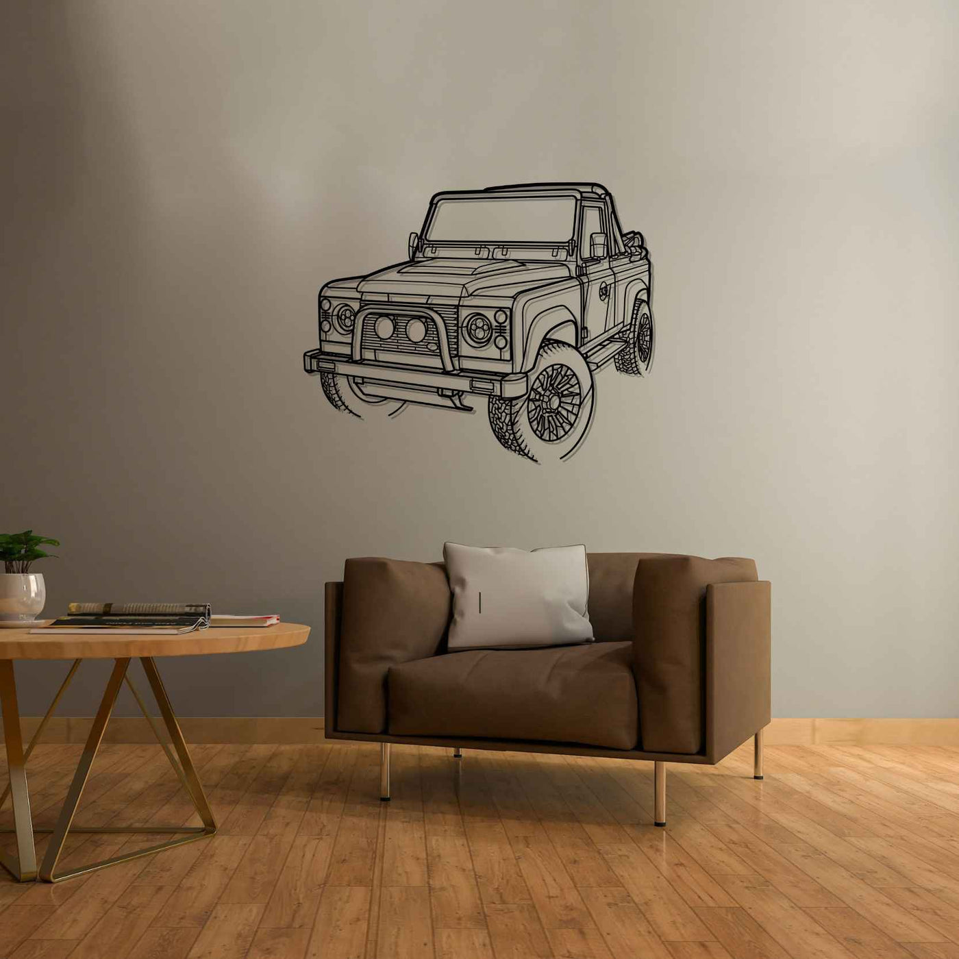 Defender 90 Angle Silhouette Metal Wall Art