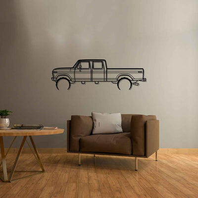 F350 1976 Detailed Silhouette Metal Wall Art