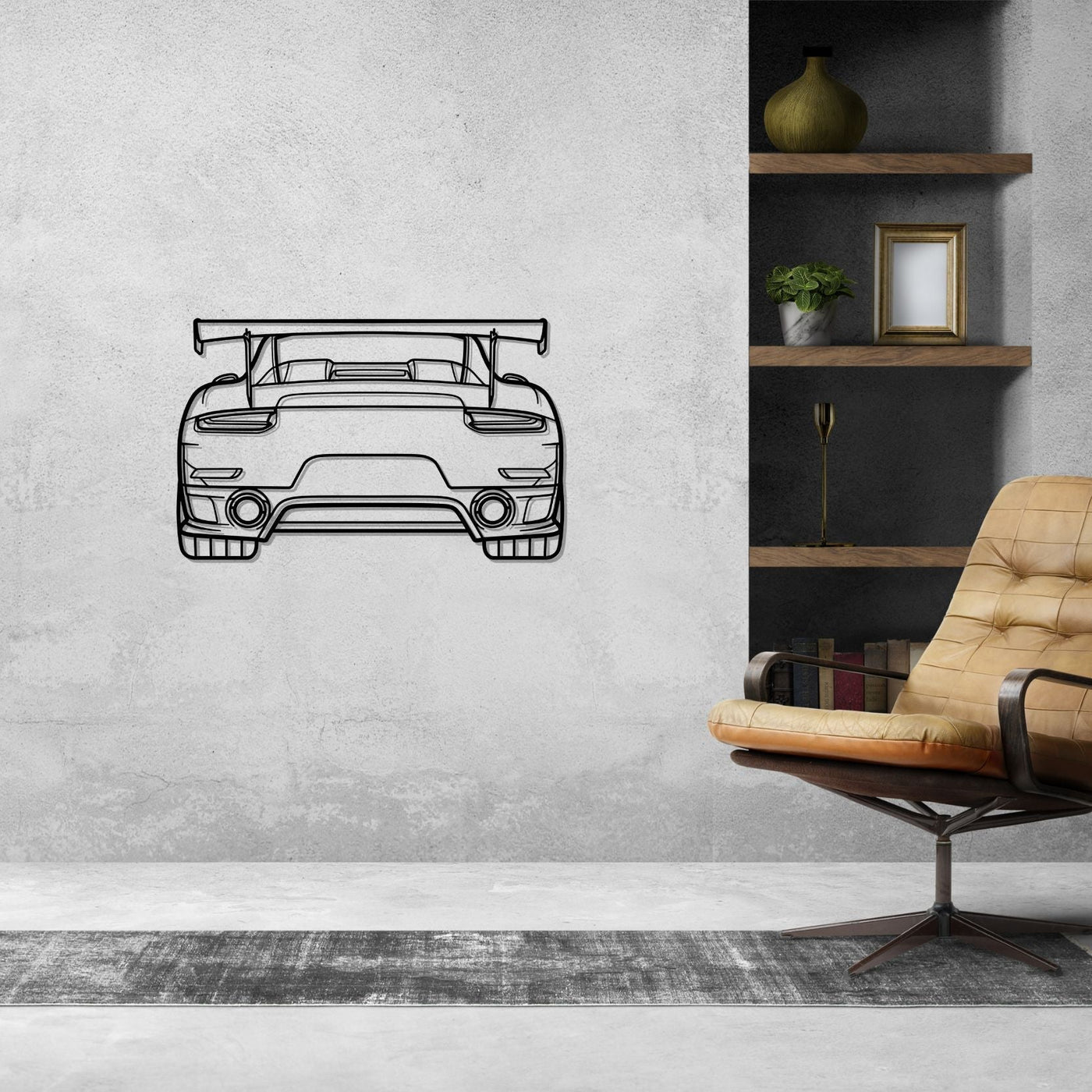 911 GT2 RS model 991 Back Silhouette Metal Wall Art