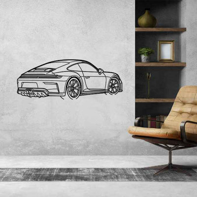 911 GT3 Model 992.2 Touring Back Angle Silhouette Metal Wall Art