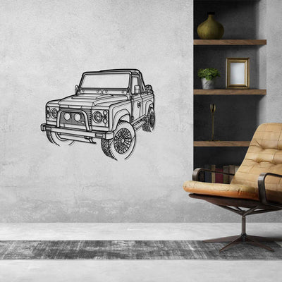 Defender 90 Angle Silhouette Metal Wall Art