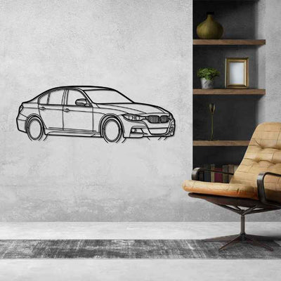 340i 2016 Angle Silhouette Metal Wall Art