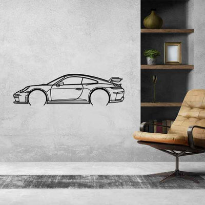 911 GT3 Model 992.2 Detailed Silhouette Metal Wall Art