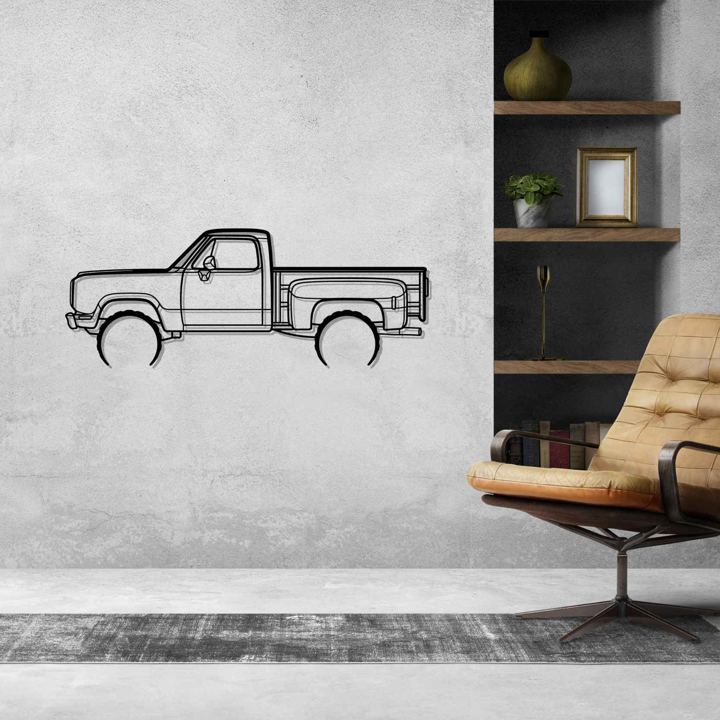 W150 Stepside 1977 Detailed Silhouette Metal Wall Art