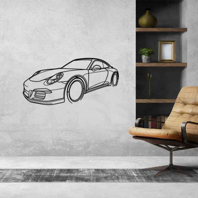 911 Model 991 Carrera GTS 2015 Angle Silhouette Metal Wall Art