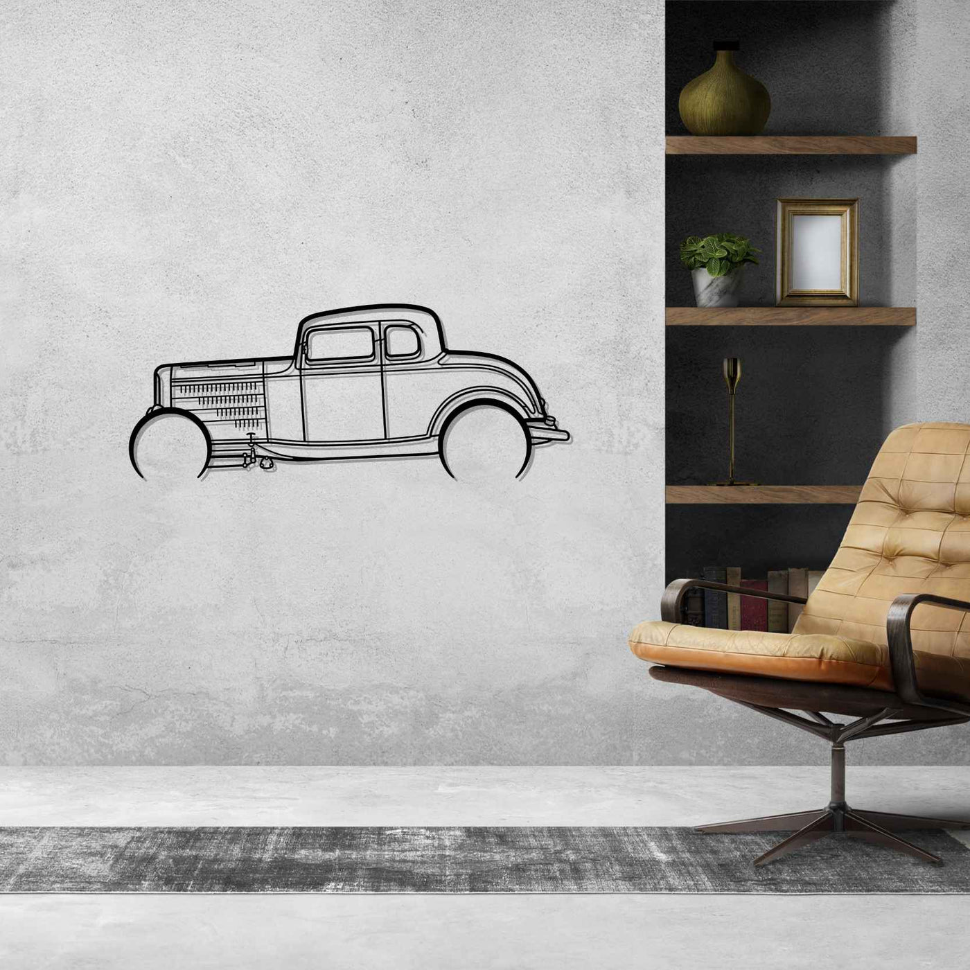 Highboy Coupe 1932 Detailed Silhouette Metal Wall Art