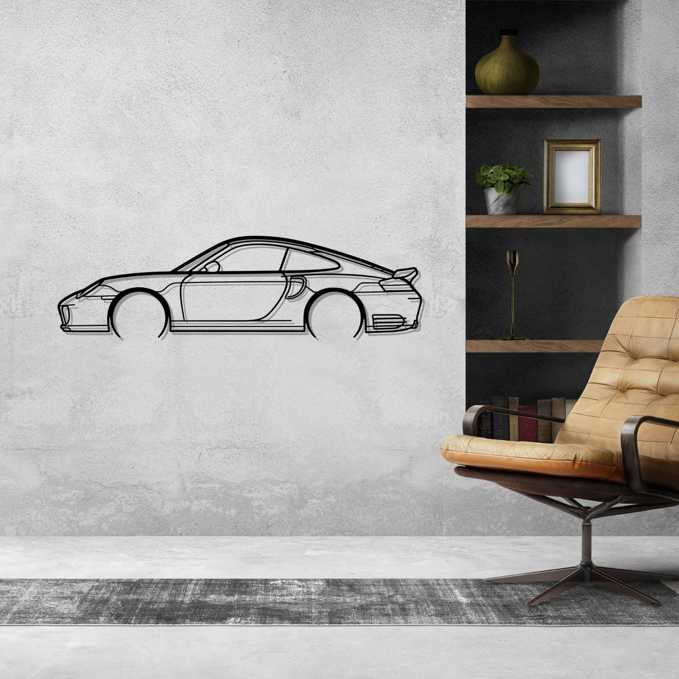 911 Turbo model 996 Detailed Silhouette Metal Wall Art