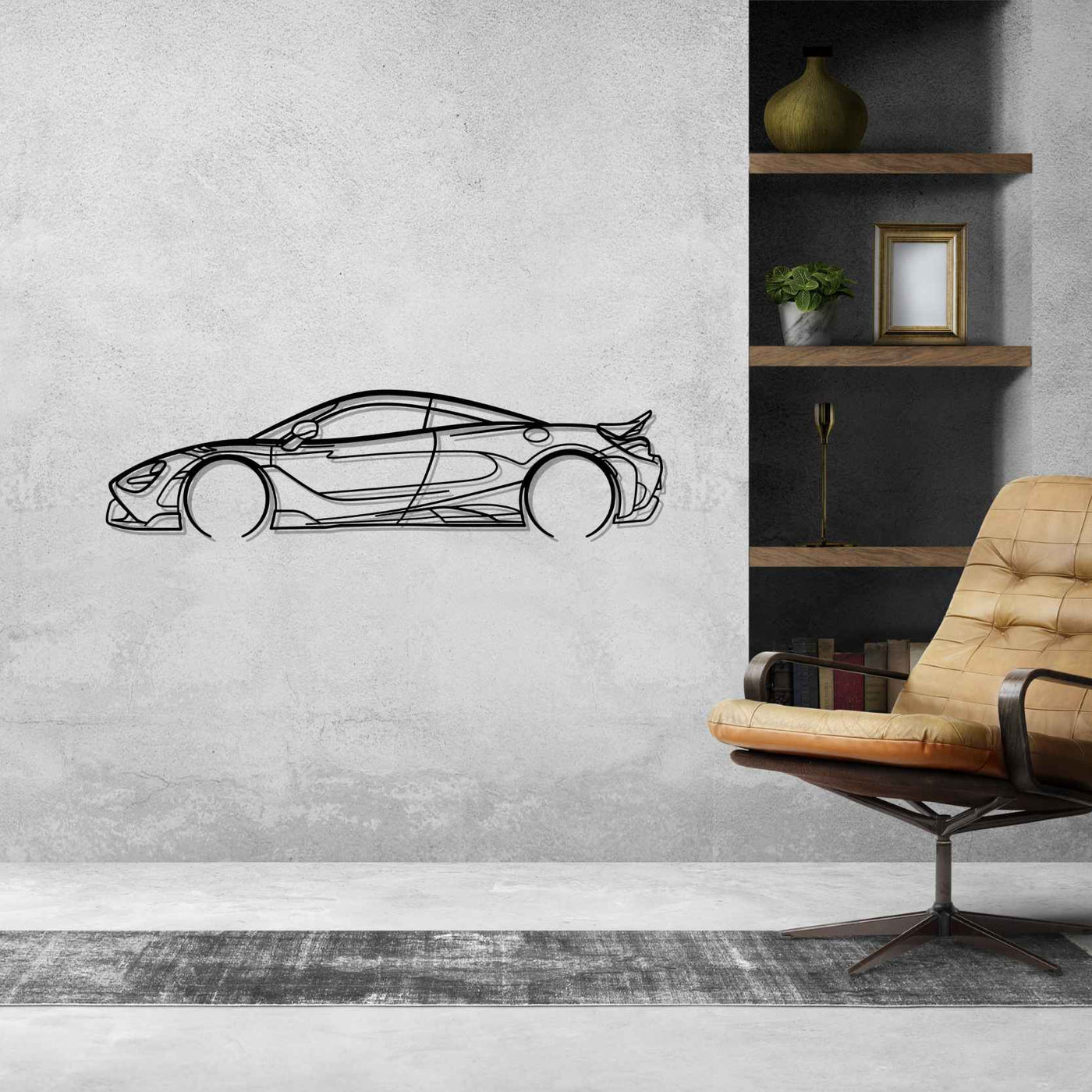 765LT Coupe Detailed Silhouette Metal Wall Art