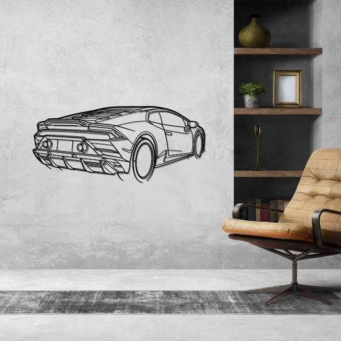 Huracan Evo 2020 Back Angle Silhouette Metal Wall Art