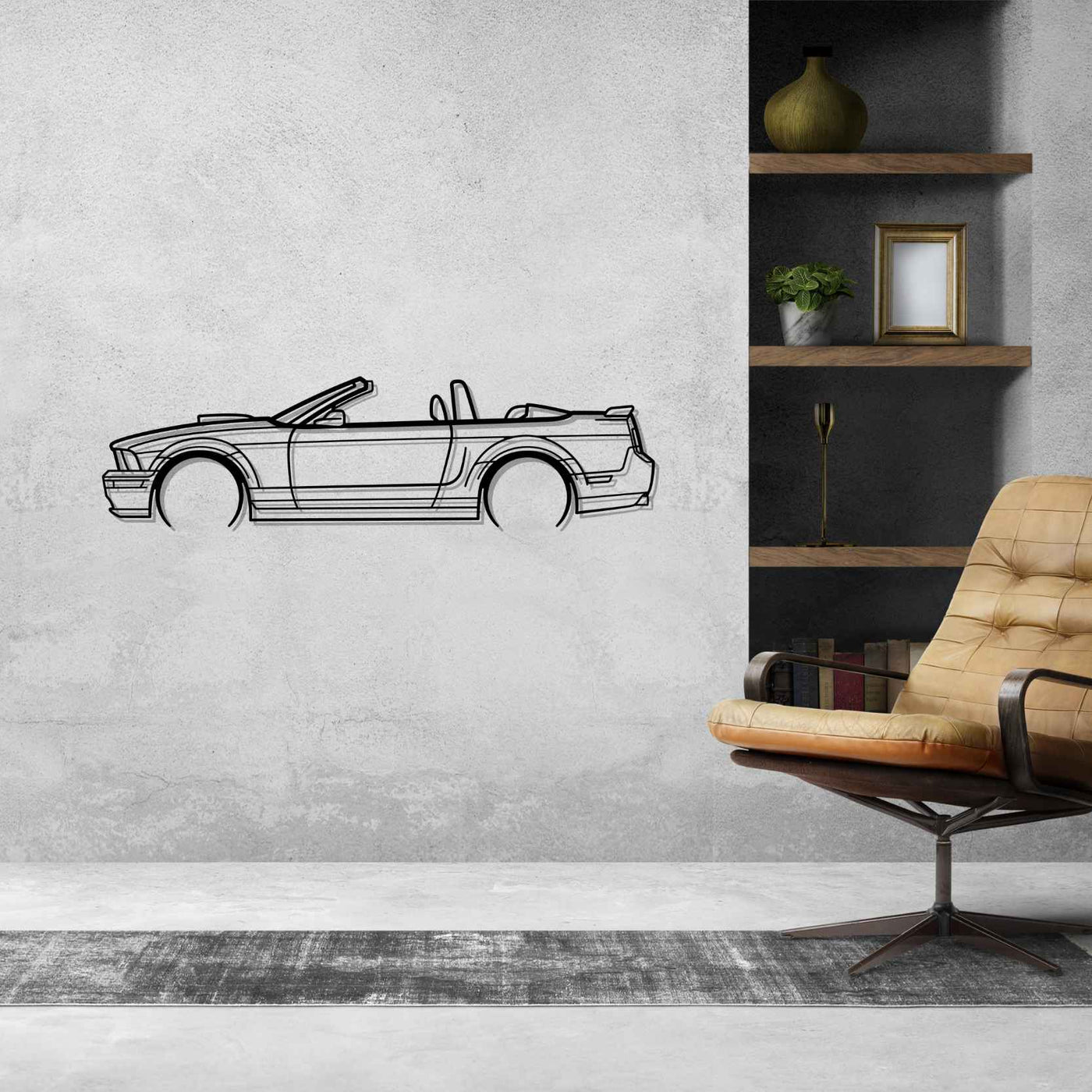 Mustang GT Convertible 2008 Detailed Silhouette Metal Wall Art