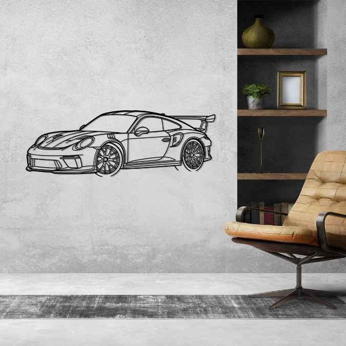 911 Model 991.2 GT3 RS Angle Silhouette Metal Wall Art