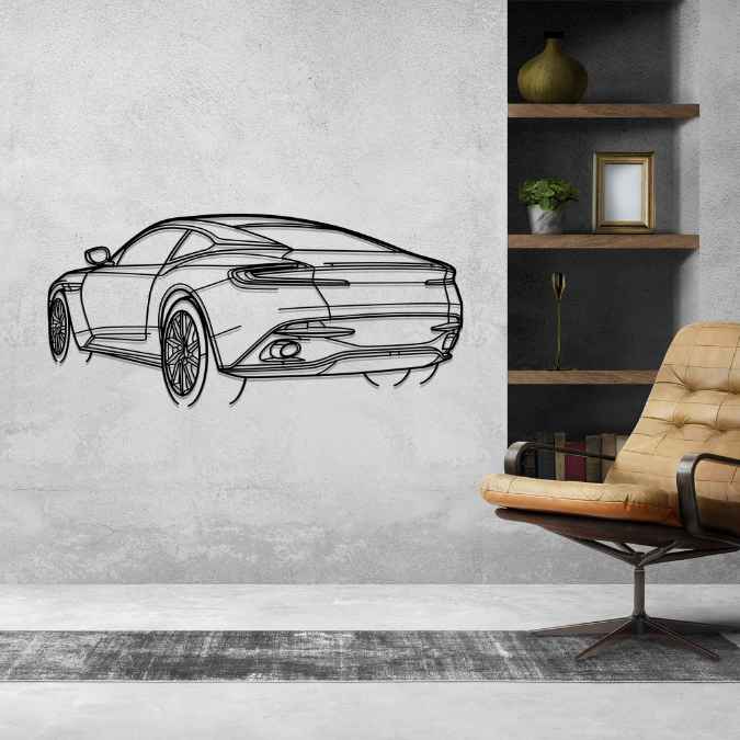 DB11 2019 Back Angle Silhouette Metal Wall Art