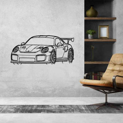 911 991 GT2 RS Angle Silhouette Metal Wall Art