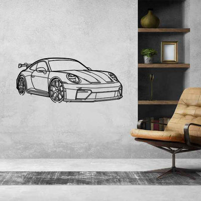 911 GT3 Model 992.2 Front Angle Silhouette Metal Wall Art