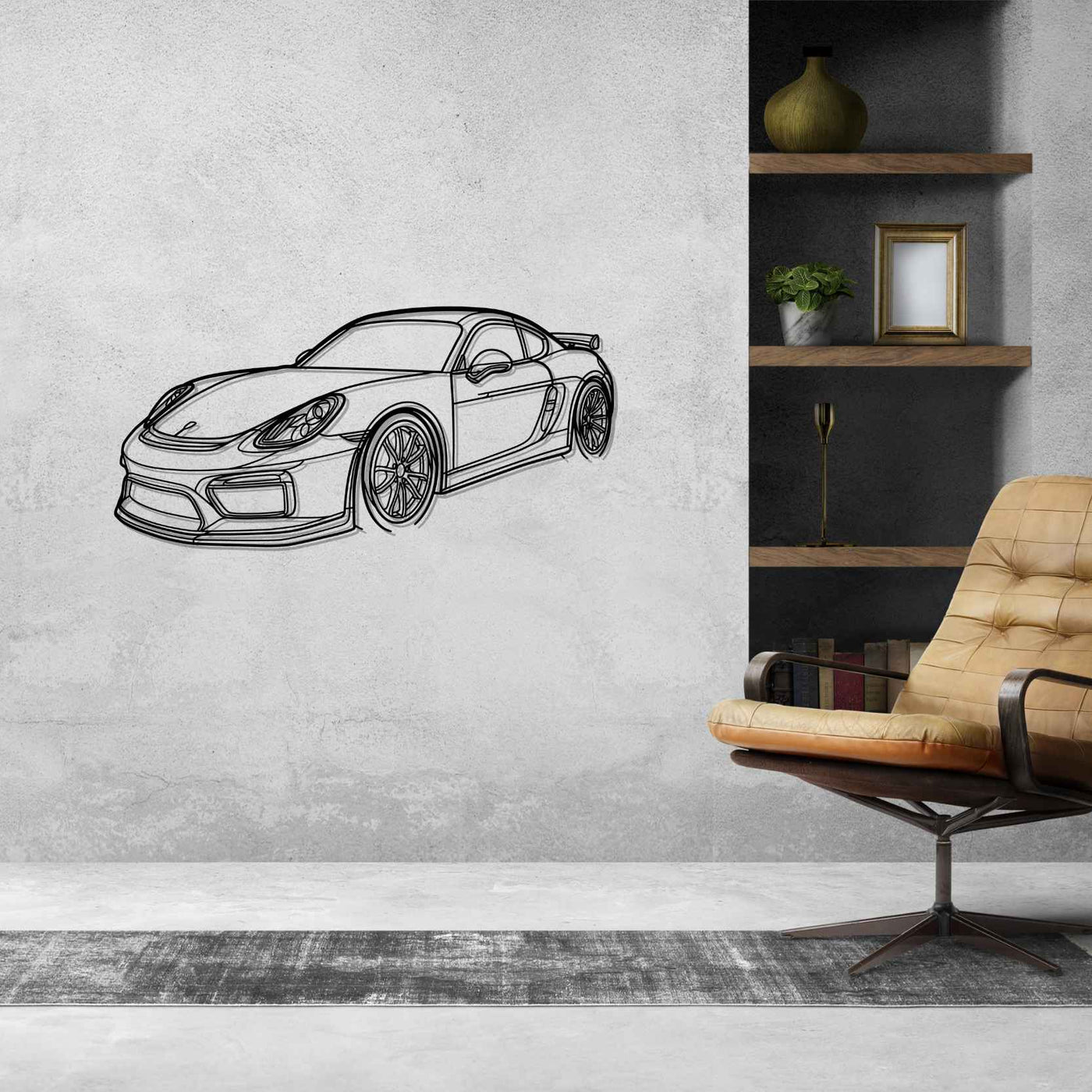 981 Cayman GT4 Angle Silhouette Metal Wall Art