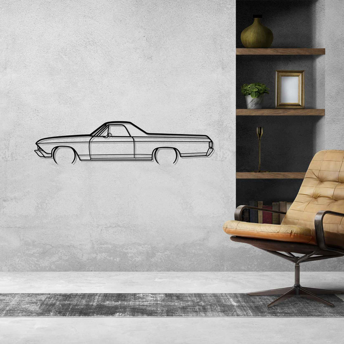 El Camino 1969 Detailed Silhouette Metal Wall Art