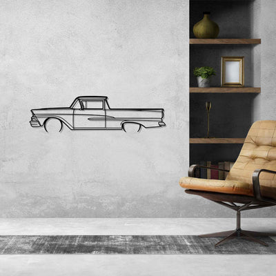 Ranchero 1958 Detailed Silhouette Metal Wall Art