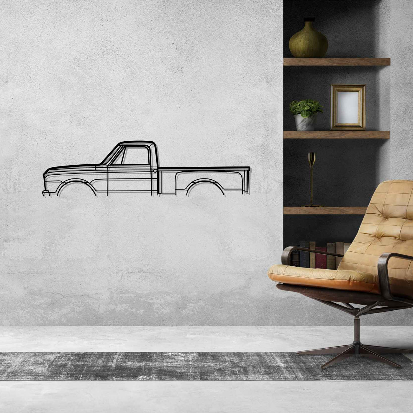 C10 Stepside 1968 Classic Silhouette Metal Wall Art