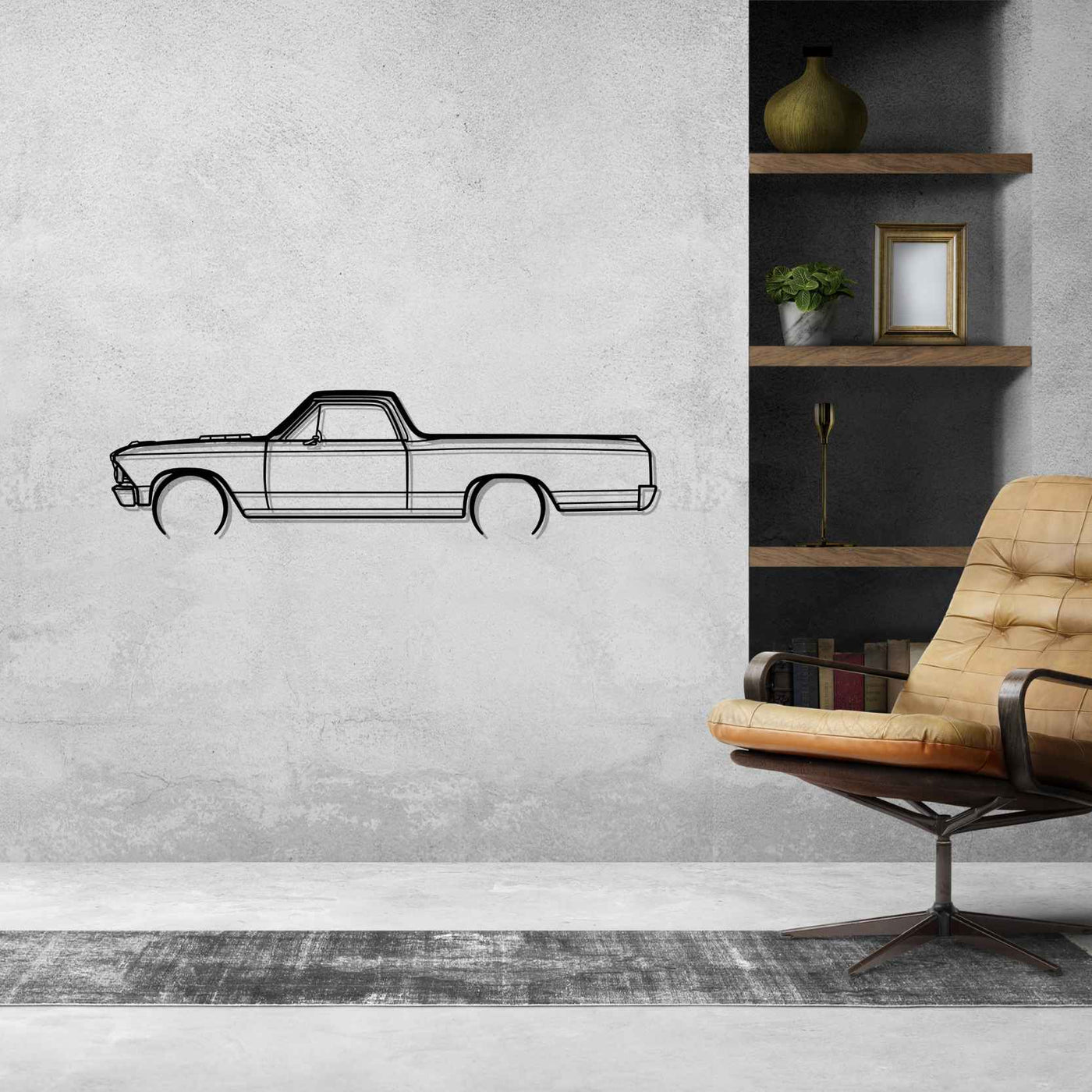 El Camino 1966 Detailed Silhouette Metal Wall Art