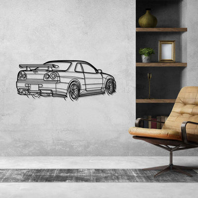 R34 GTR Nismo Angle Silhouette Metal Wall Art