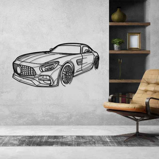 AMG GT 2017 Angle Silhouette Metal Wall Art