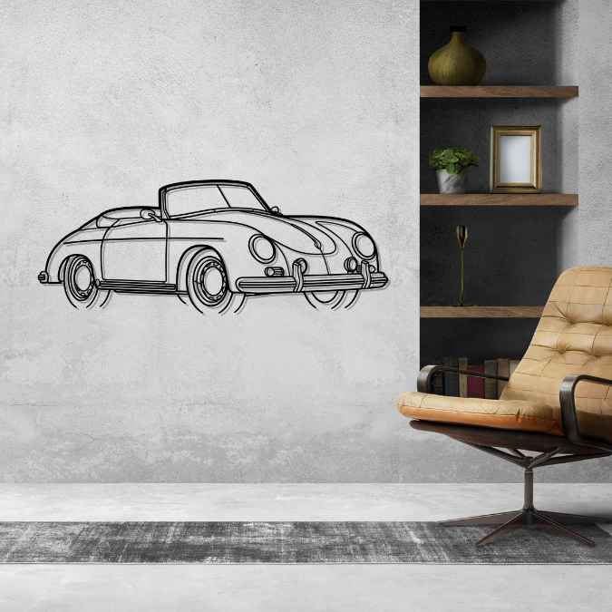 356 D Cabrio 1959 Angle Silhouette Metal Wall Art