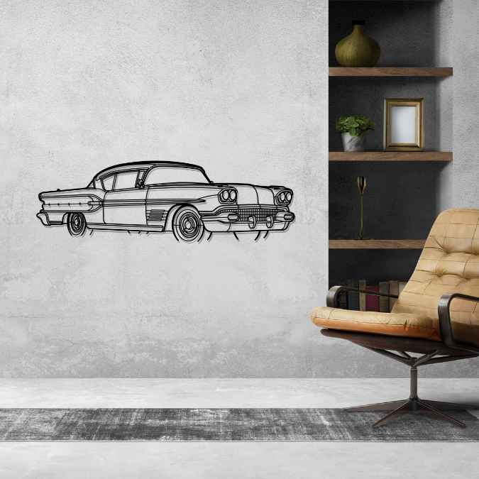 Bonneville 1958 Angle Silhouette Metal Wall Art