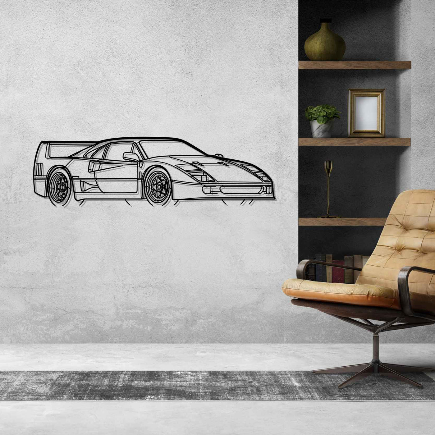 F40 Angle Silhouette Metal Wall Art