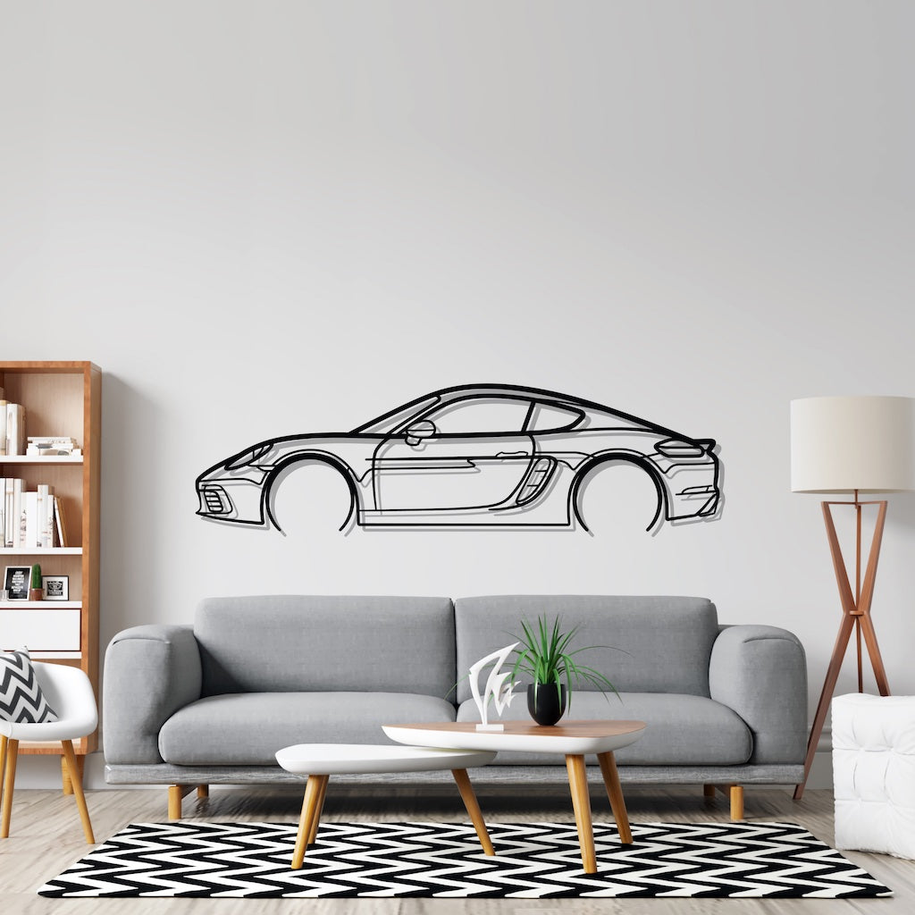 Cayman S 981 Detailed Silhouette Metal Wall Art