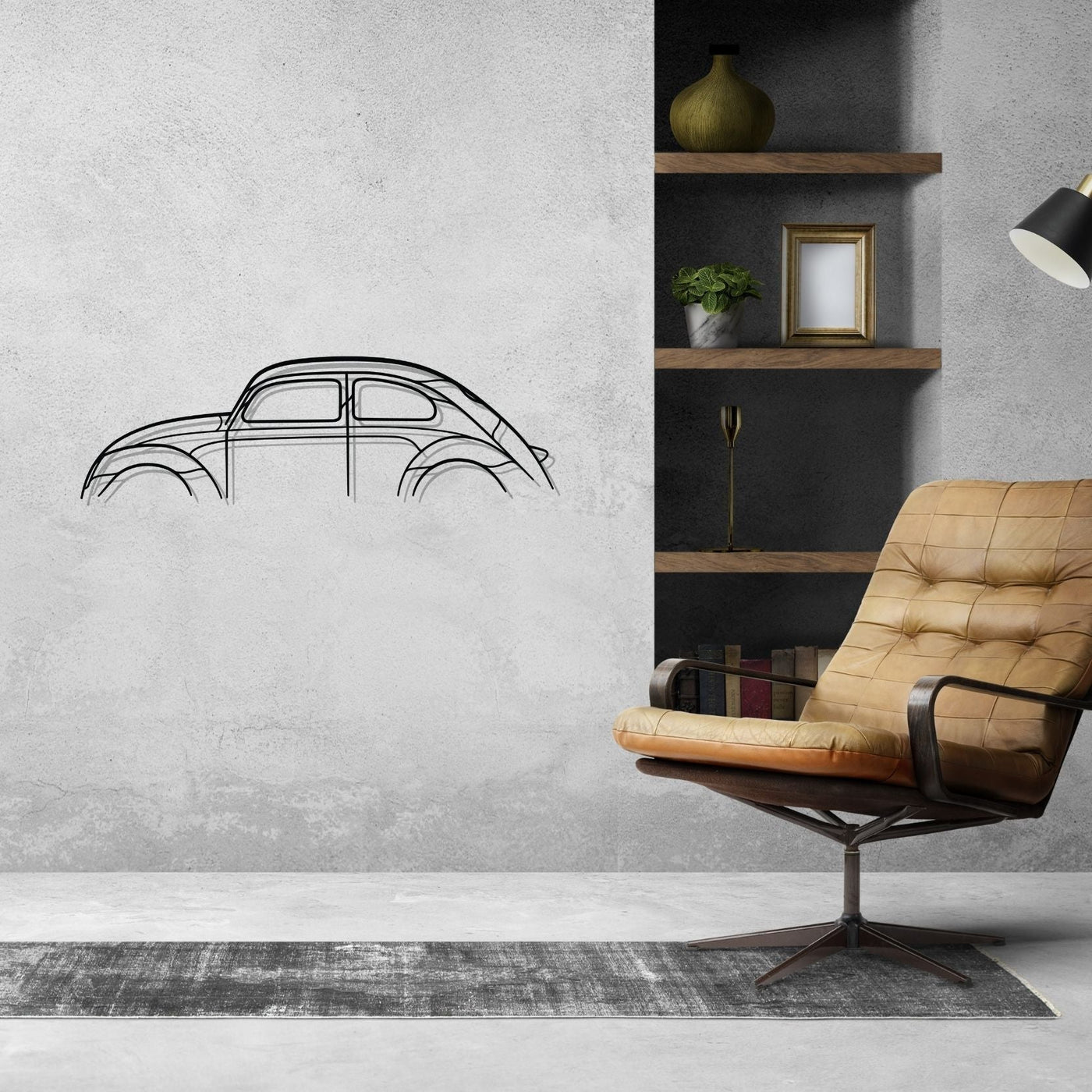 Beetle Classic Silhouette Metal Wall Art