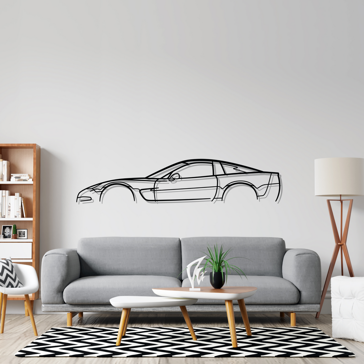 Corvette c5 Classic Silhouette Metal Wall Art