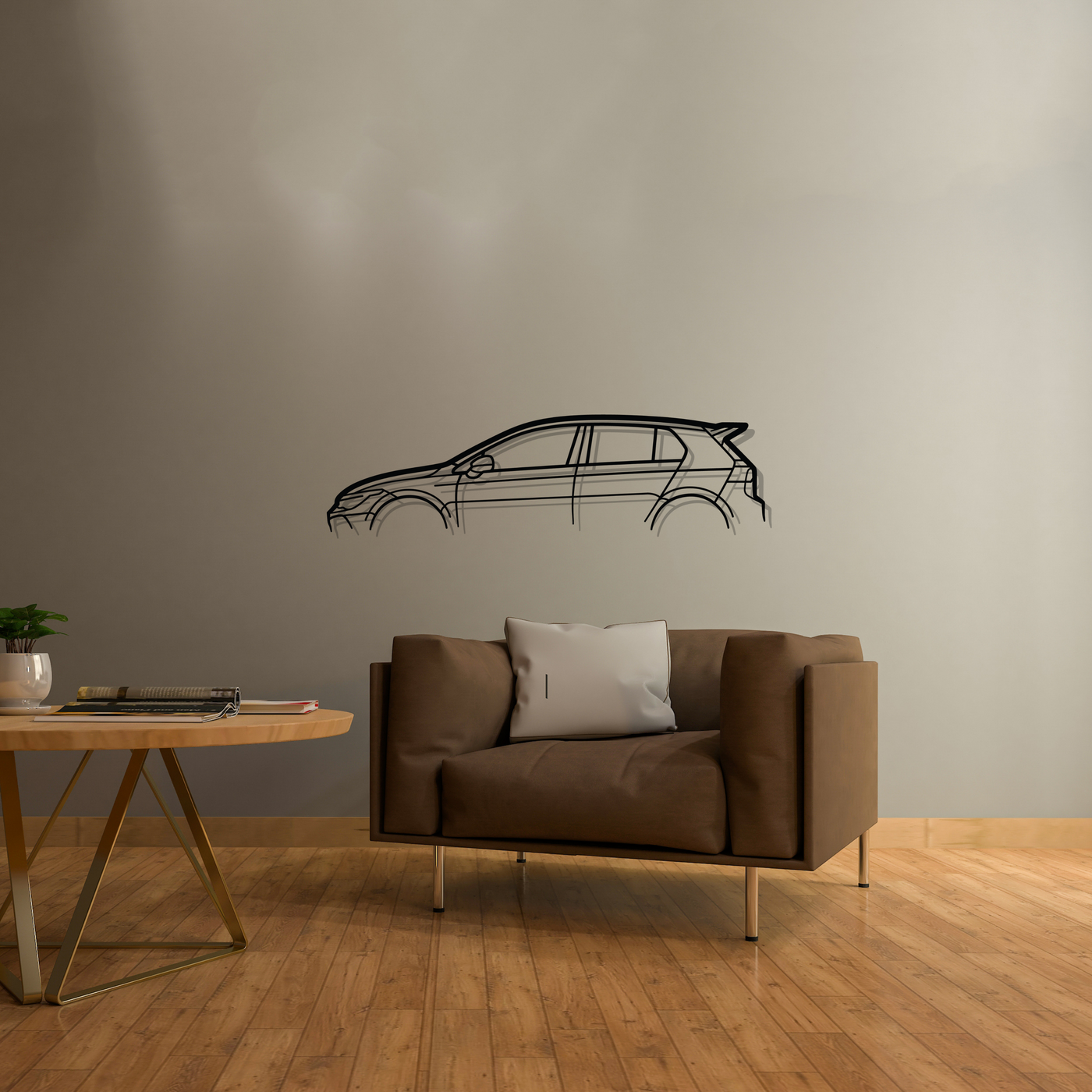 Golf 8 R Classic Silhouette Metal Wall Art