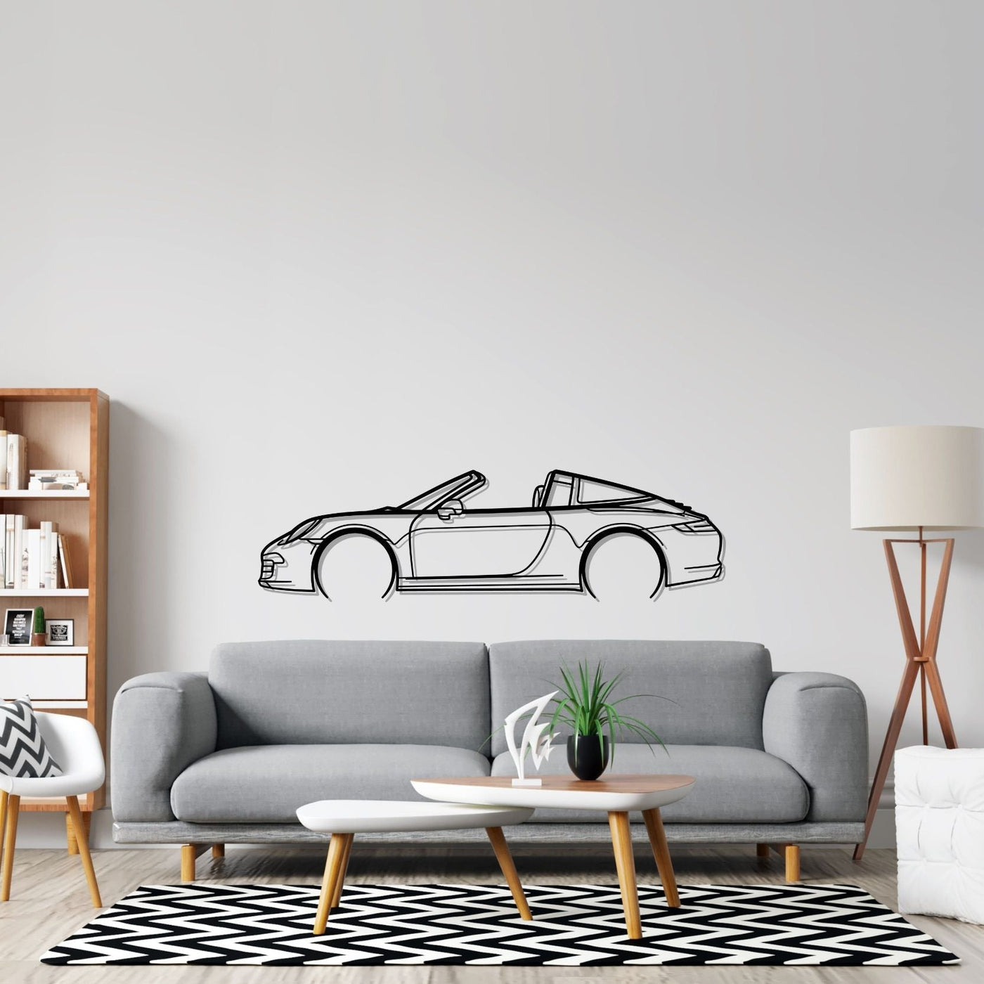 911 Targa model 991 Detailed Silhouette Metal Wall Art