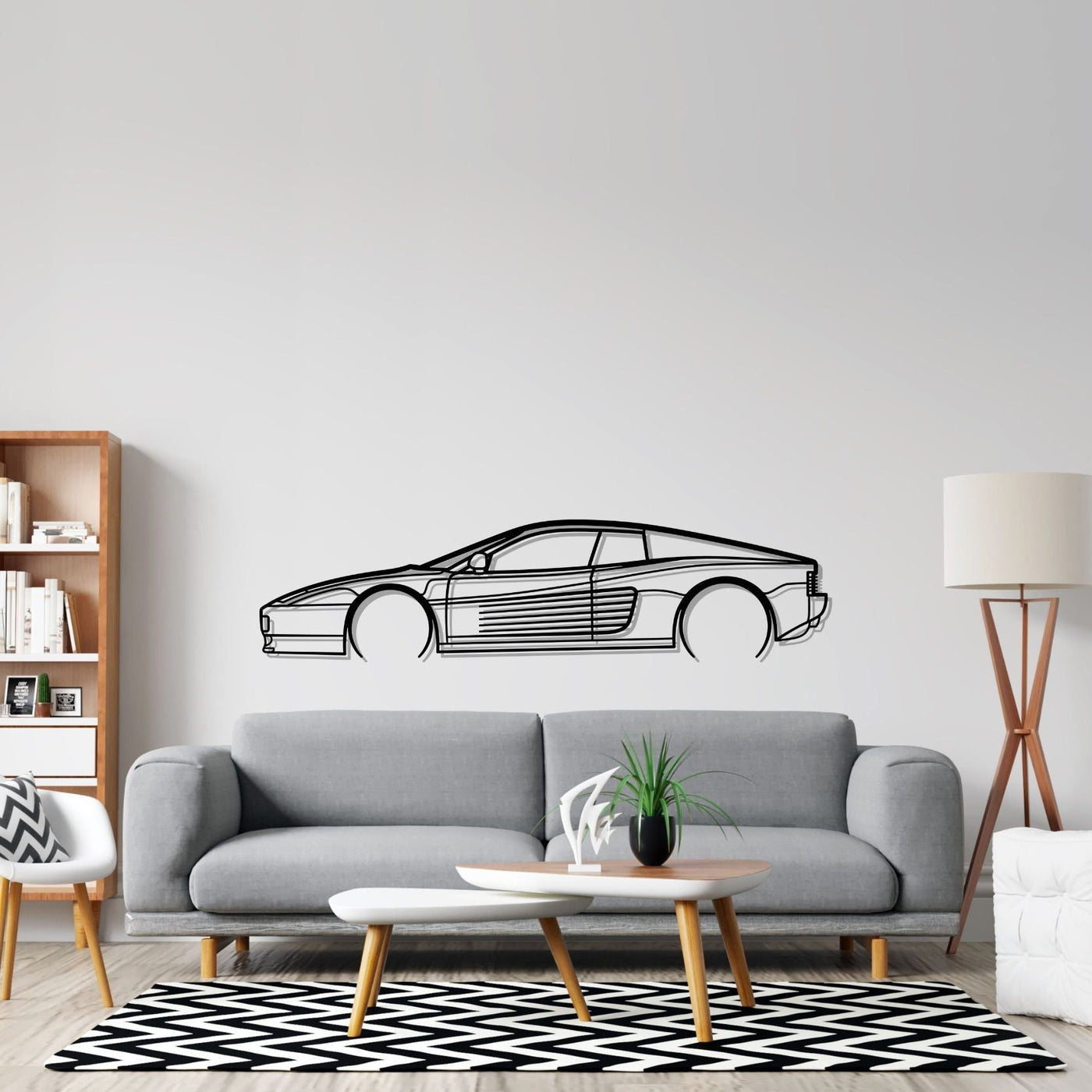 Testarossa Detailed Silhouette Metal Wall Art