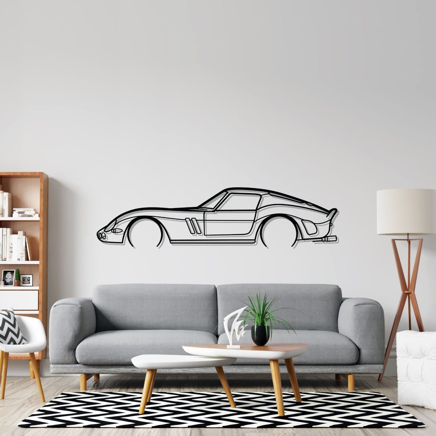 250 GTO 1965 Detailed Silhouette Metal Wall Art