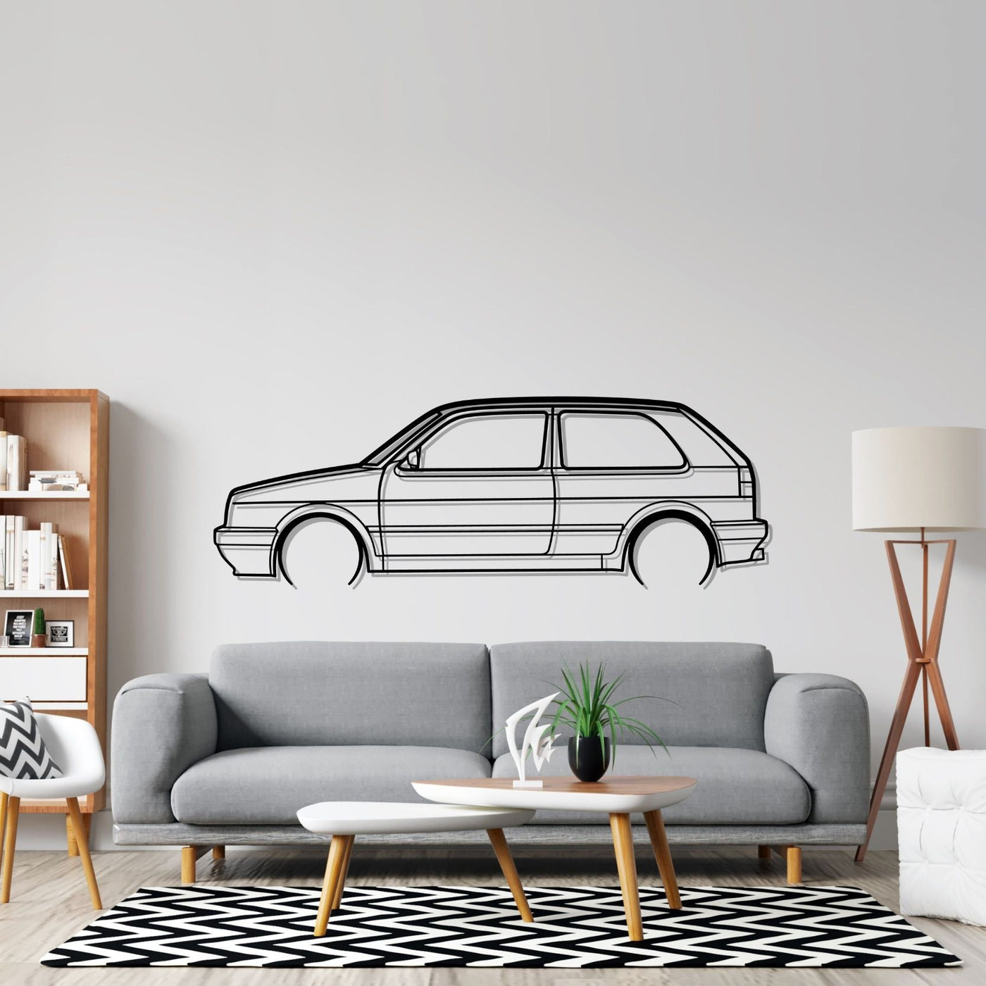 Golf MK2 GTI Detailed Silhouette Metal Wall Art