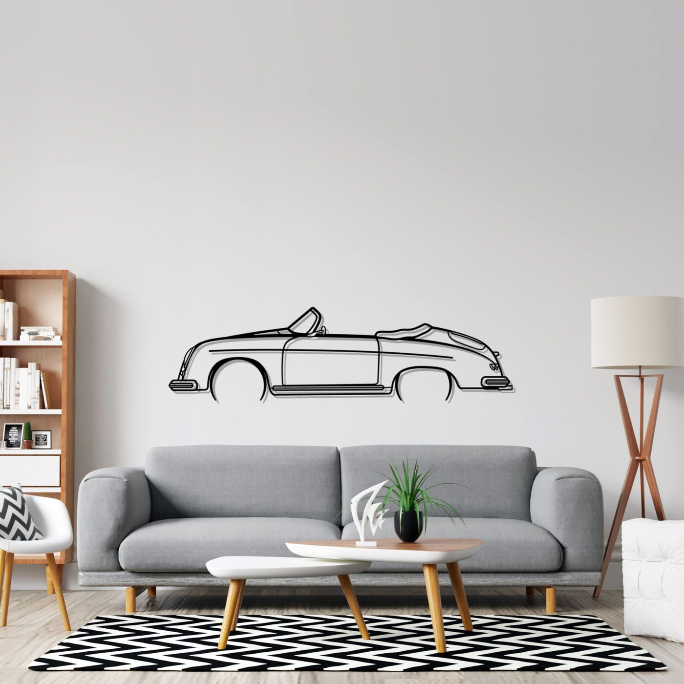 356 Speedster California Detailed Silhouette Metal Wall Art