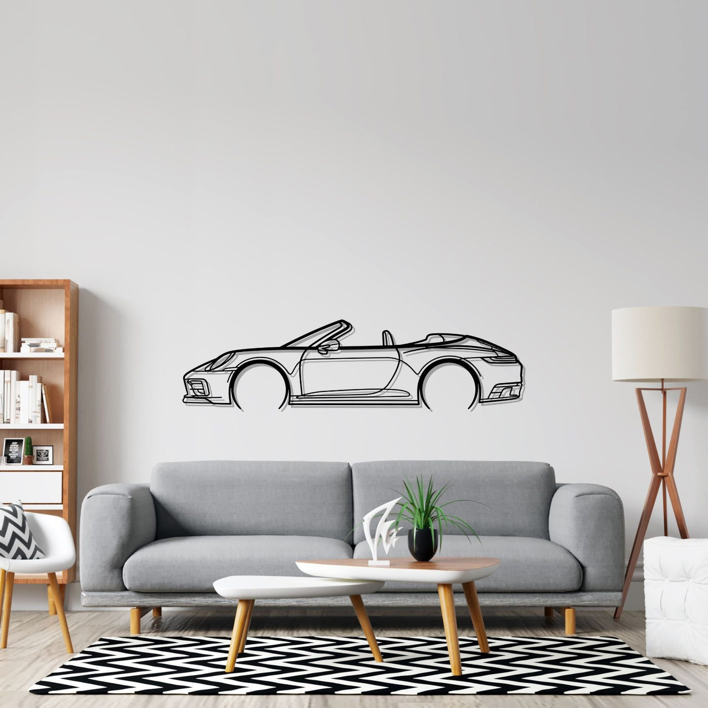 911 model 992 Convertible Detailed Silhouette Metal Wall Art