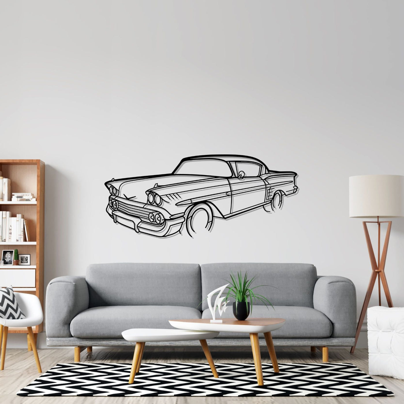 Impala 1958 Angle Silhouette Metal Wall Art