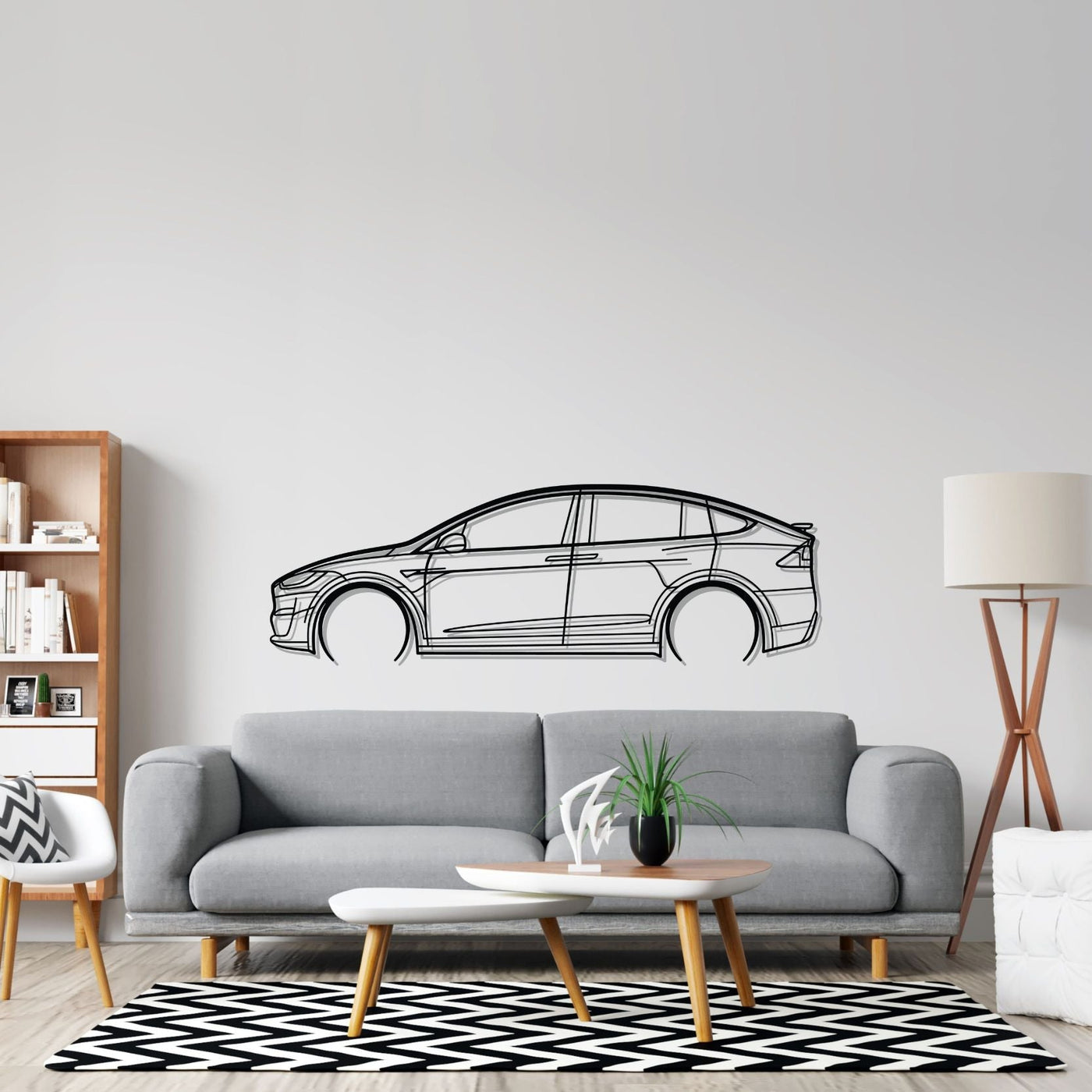 Model X Detailed Silhouette Metal Wall Art