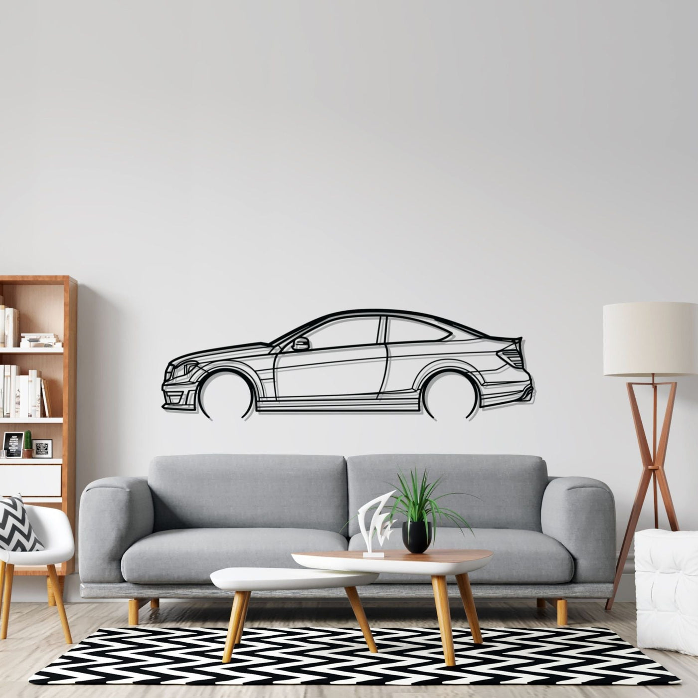 C63 AMG Detailed Silhouette Metal Wall Art