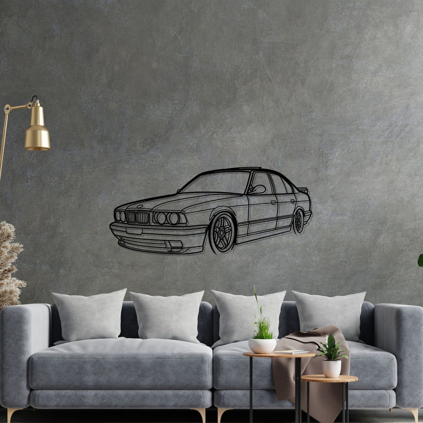 E34 Front Angle Silhouette Metal Wall Art