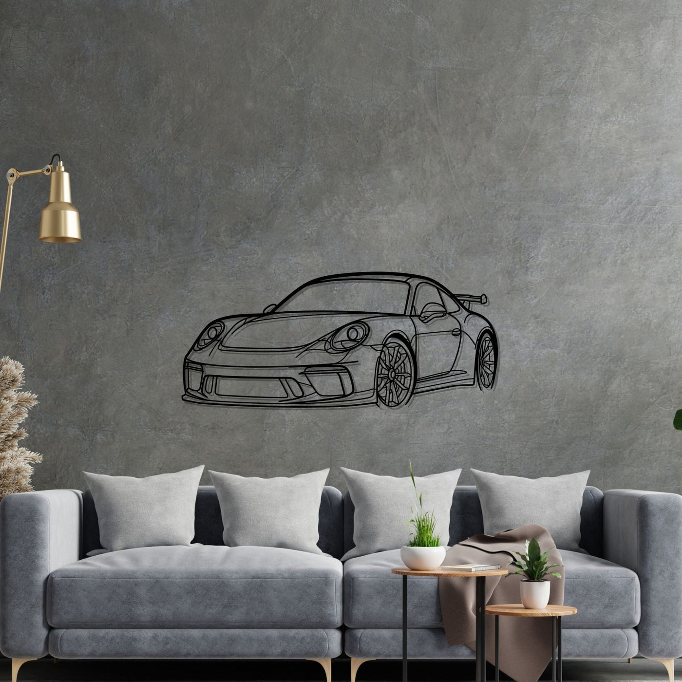 911 GT3 model 991 Front Angle Silhouette Metal Wall Art