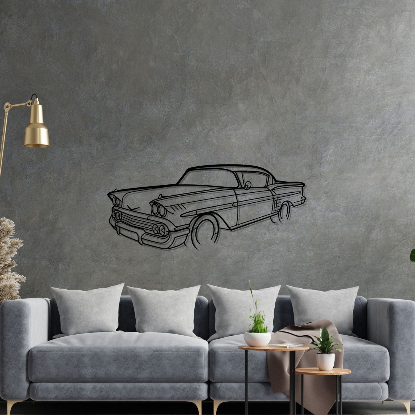 Impala 1958 Angle Silhouette Metal Wall Art