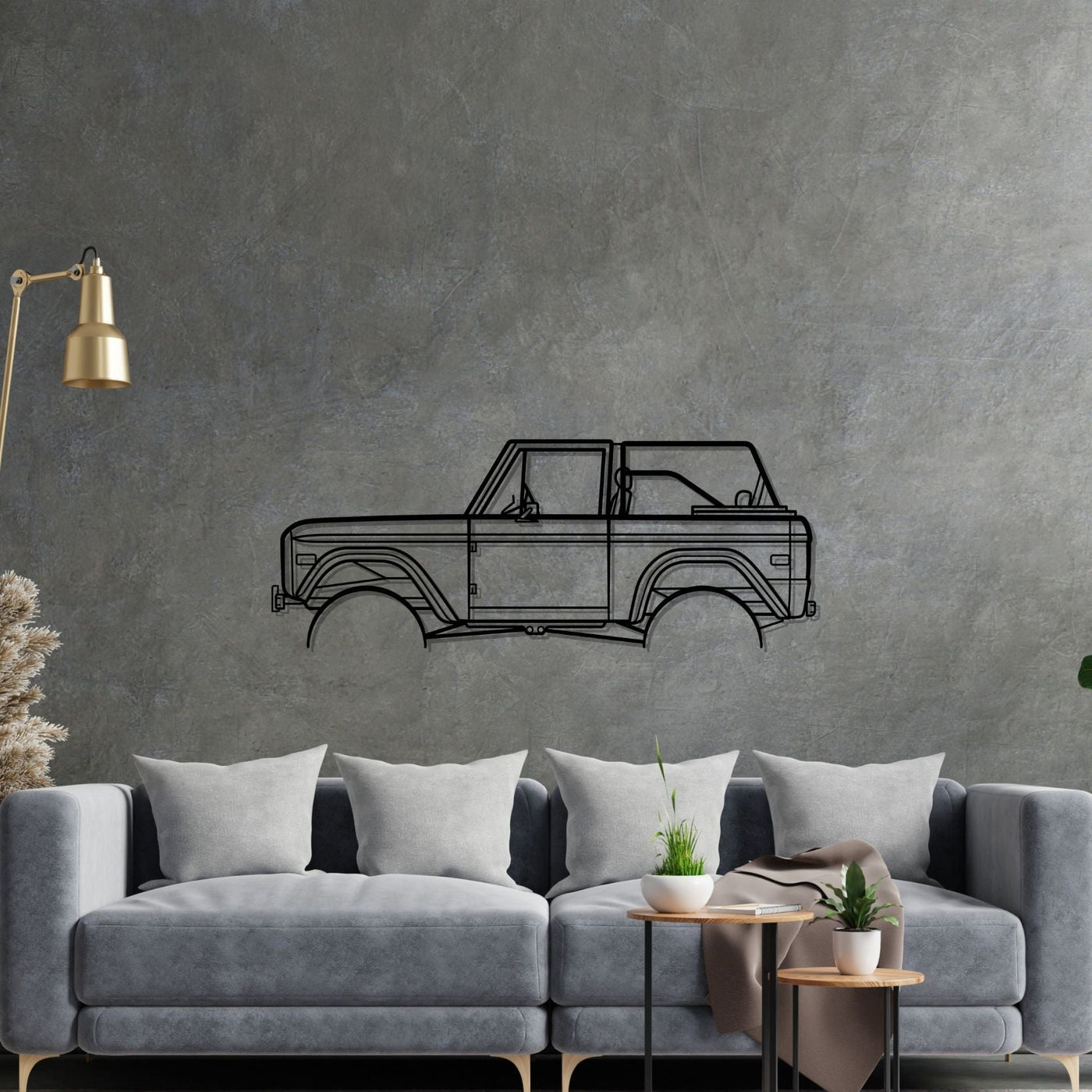 Bronco 1971 Detailed Silhouette Metal Wall Art