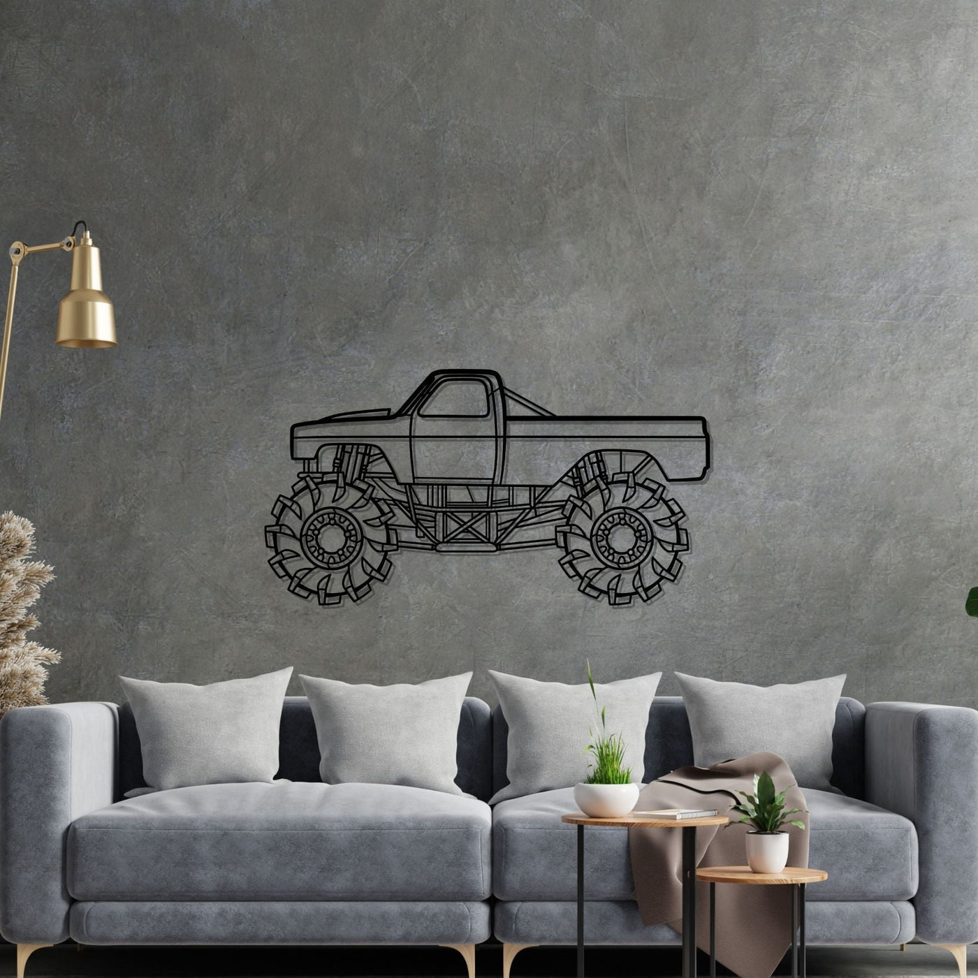 Mega Truck Detailed Silhouette Metal Wall Art