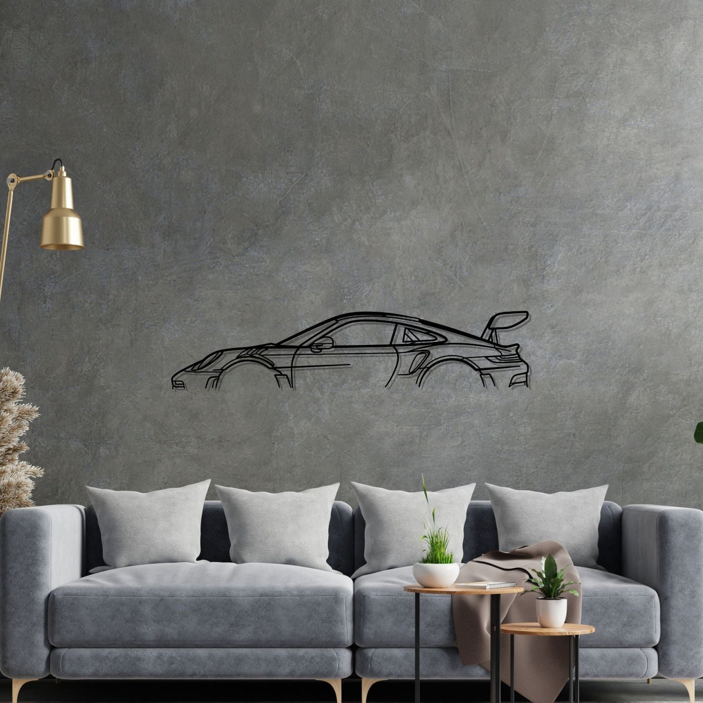 911 GT3 RS model 992 Classic Metal Silhouette Wall Art