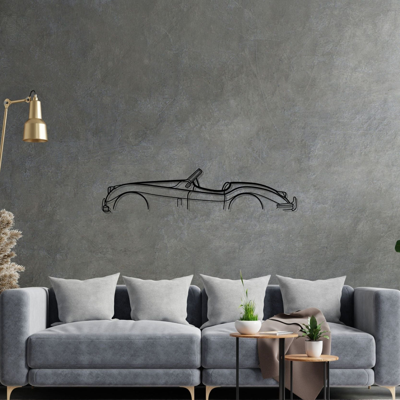 XK 140 convertible Classic Silhouette Metal Wall Art