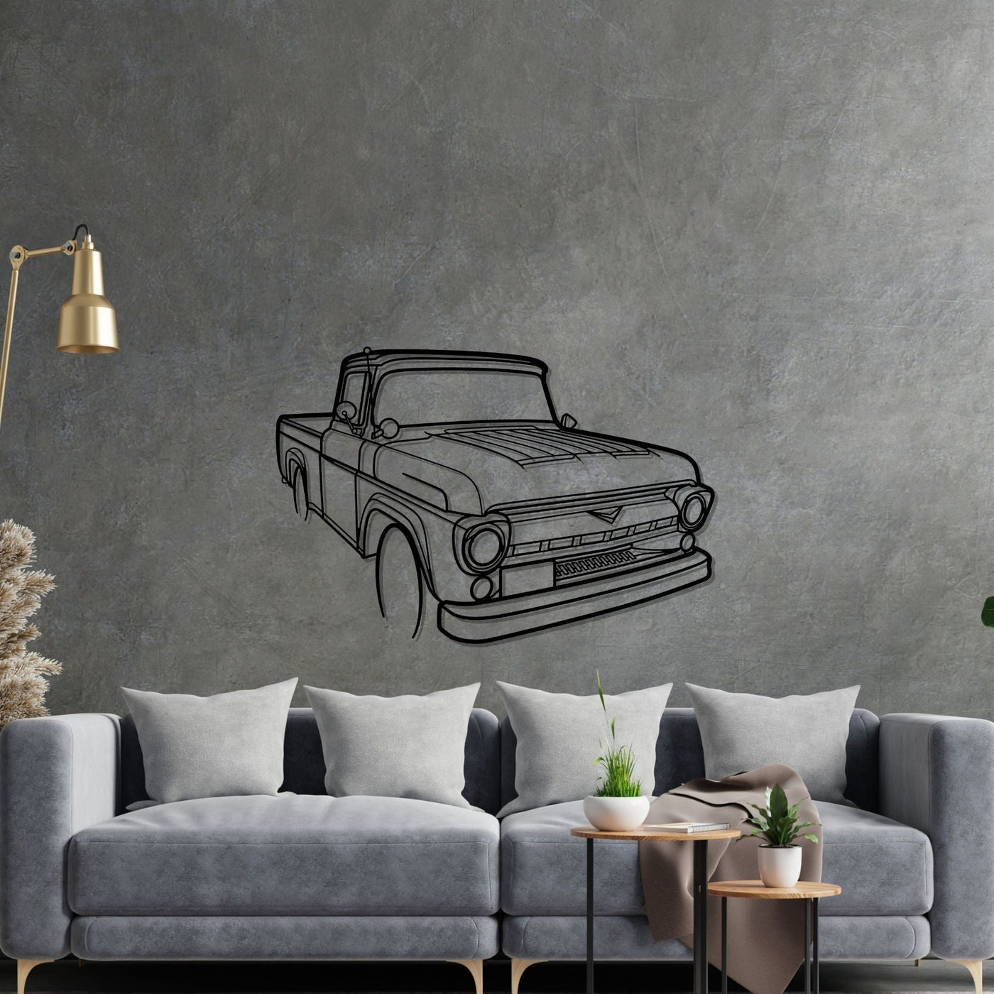 F100 1955 Angle Silhouette Metal Wall Art