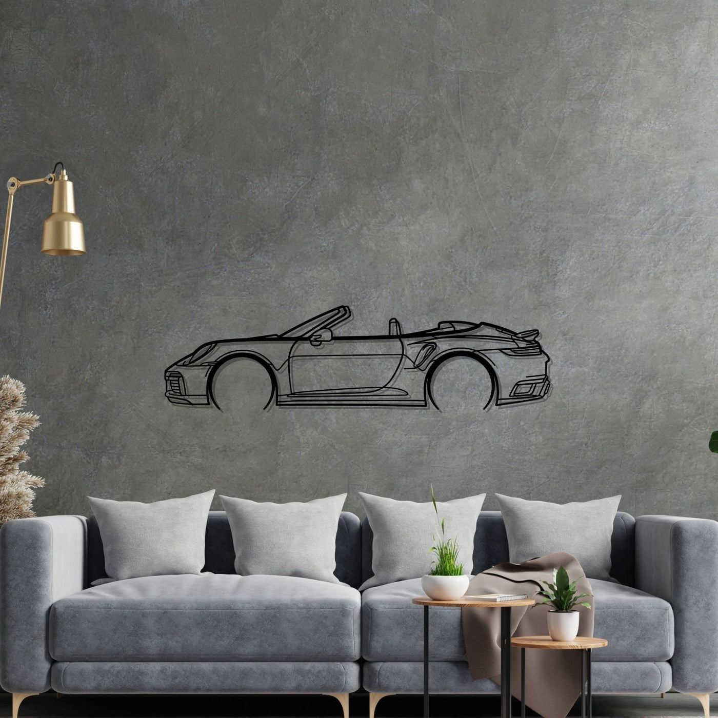 911 Turbo s model 992 Detailed Silhouette Metal Wall Art